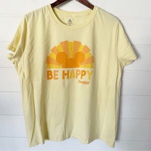Disney Mickey Mouse “Be Happy” Short Sleeve Yellow Tee T-shirt Size 1X